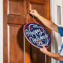 New England Patriots Holiday Round Door Décor with Hanging Rope, 18x18
