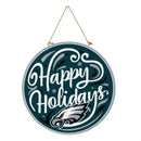 Philadelphia Eagles Holiday Round Door Décor with Hanging Rope, 18x18