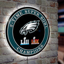 Philadelphia Eagles Multi-Win Superbowl Champions Football Round LED Wall Decor
