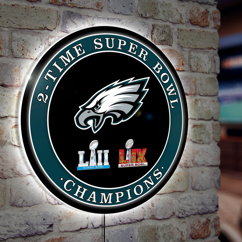 Philadelphia Eagles Multi-Win Superbowl Champions Football Round LED Wall Decor