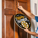Boston Bruins Halloween Round Door Décor with Hanging Rope, 18x18