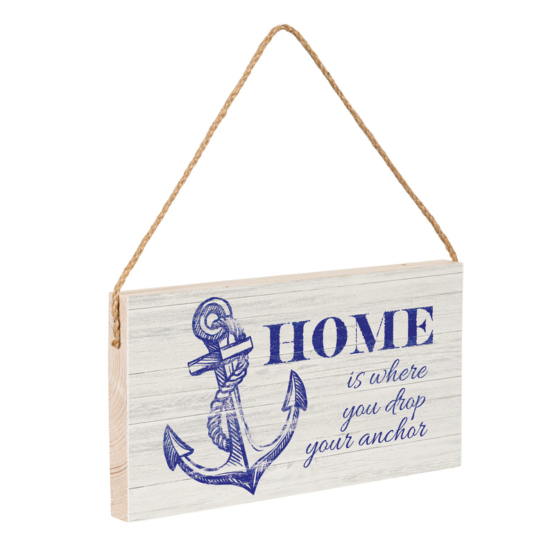 Coastal Wooden Sign Home Anchor 11x6"