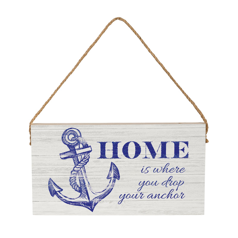 Coastal Wooden Sign Home Anchor 11x6"