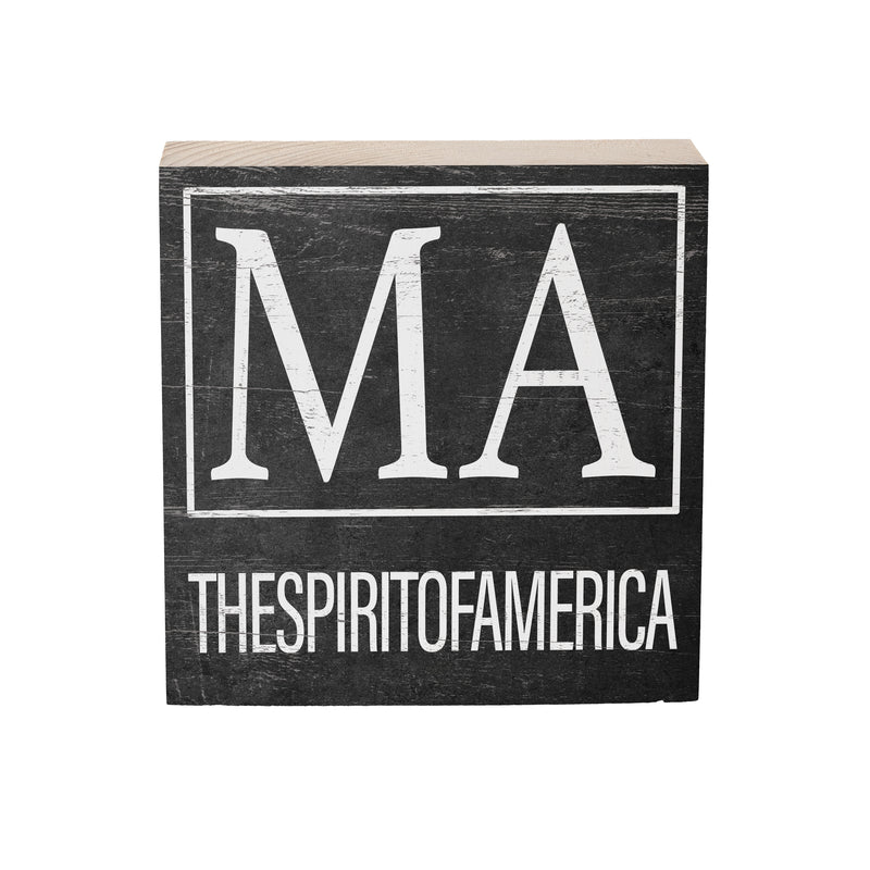 State Wooden Plock Massachusetts 6x6"