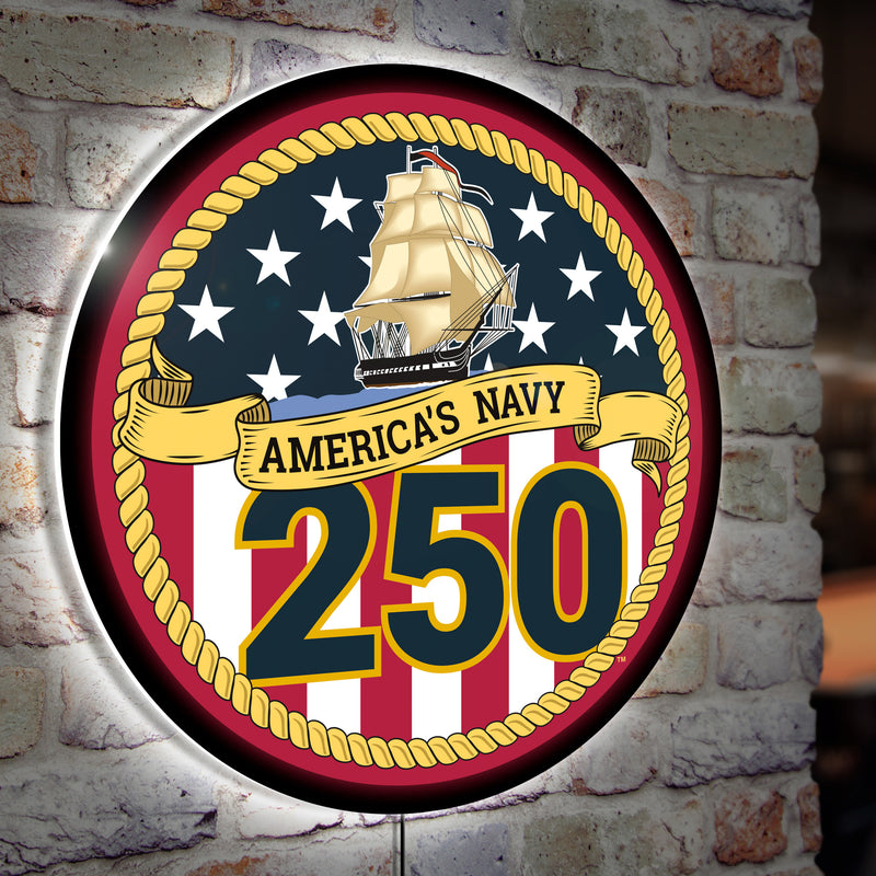 LED Wall Decor, Round, US Navy, 250th Anniversary