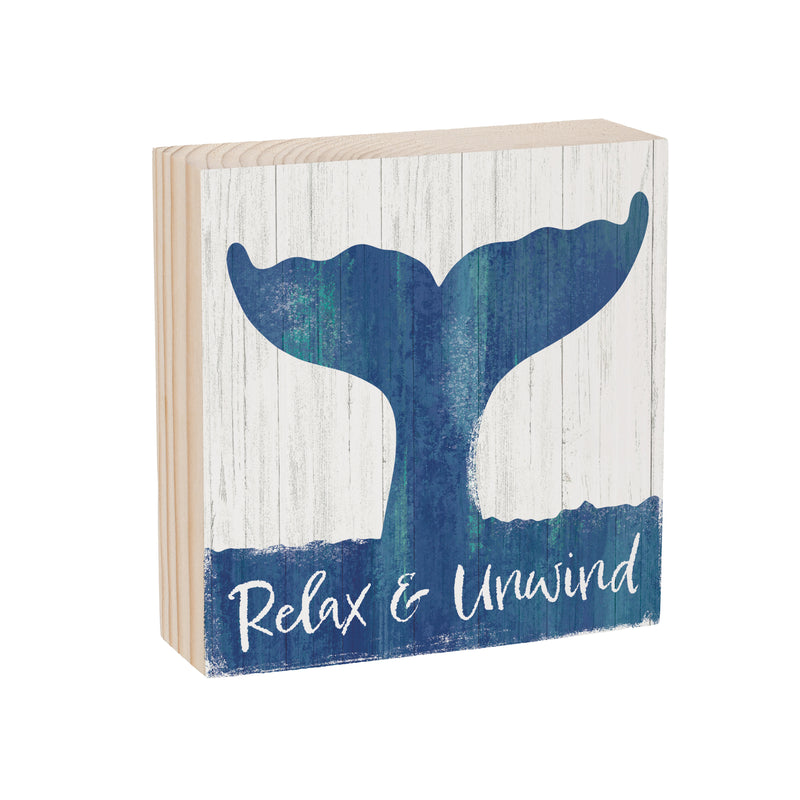 Coastal Wooden Plock Relax Whale 6"