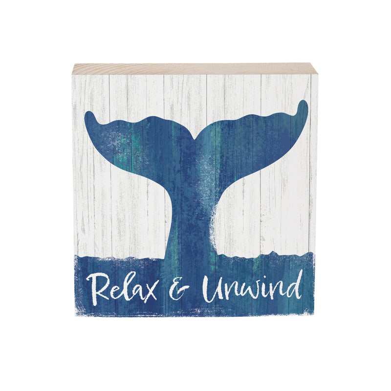 Coastal Wooden Plock Relax Whale 6"