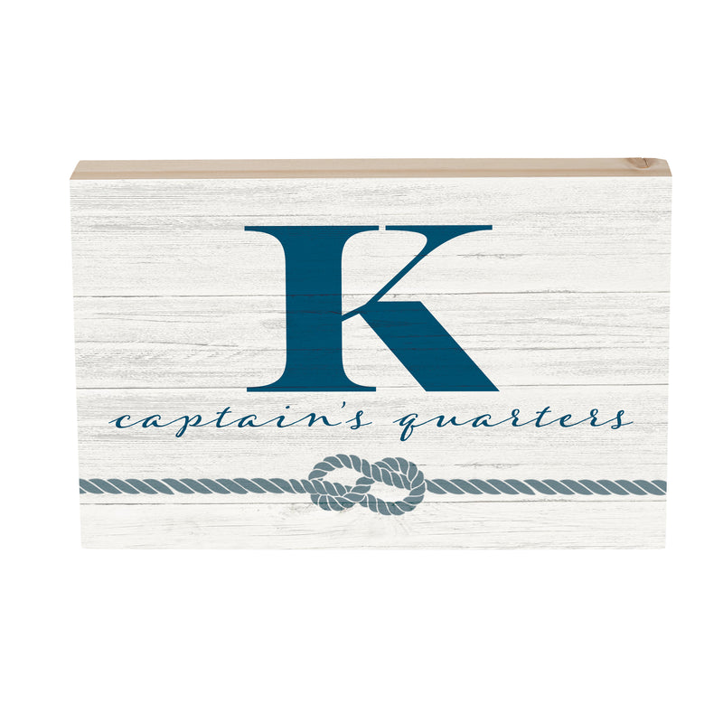Coastal Wooden Plock Monogram Captain 12x8" K K