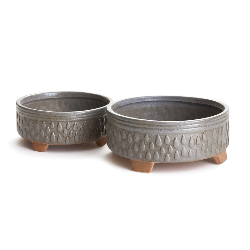 Napa Garden Collection-Porter Low Bowls , Set of 2 Gray