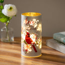 Memorial LED Table Decor Glass Lasercut Cardinal "Love Lives Forever, 8"H