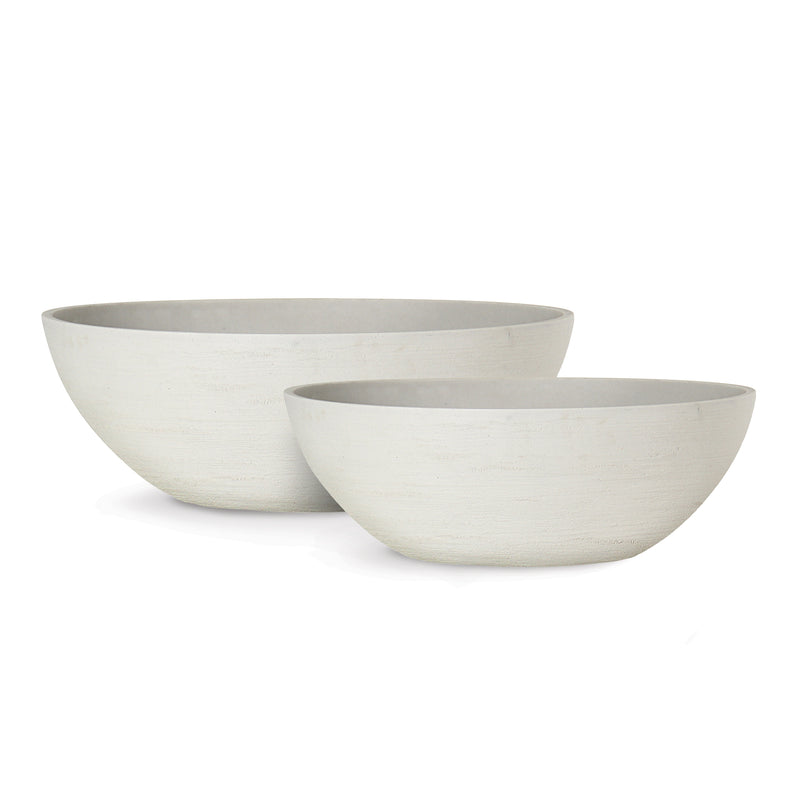 NAPA Home & Garden, FIBRESTONE MALIBU OVAL LOW BOWLS, SET OF 2,N2AC213WH