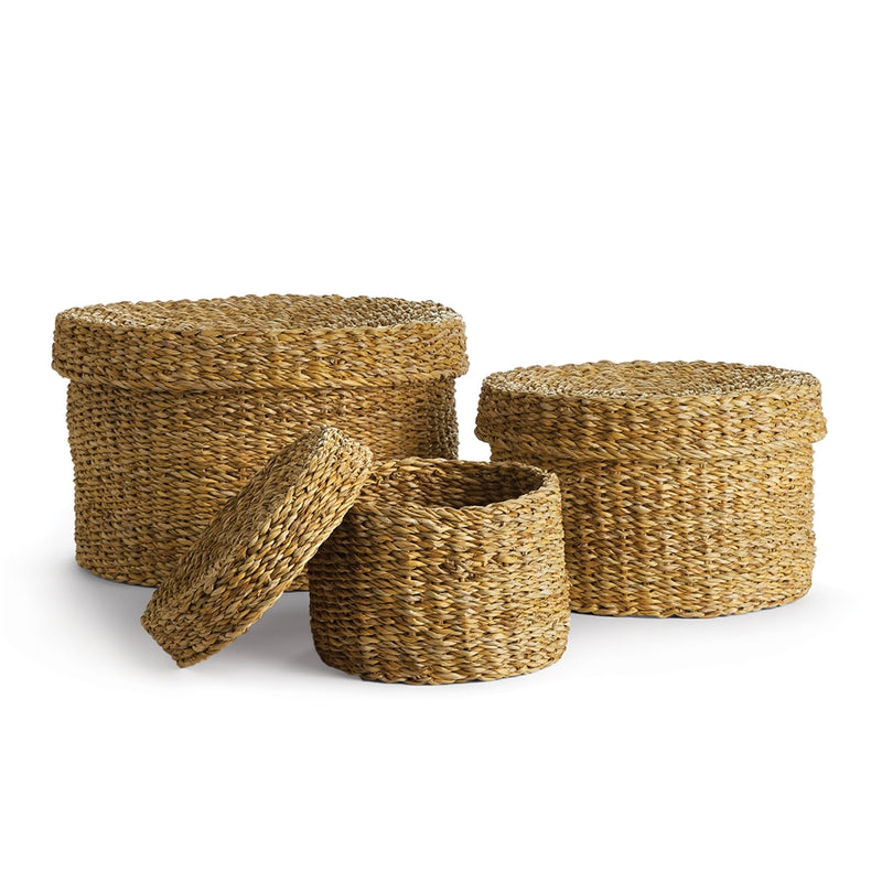 Napa Home Garden, SEAGRASS ROUND LIDDED BASKETS ,SET OF 3,n2sg07