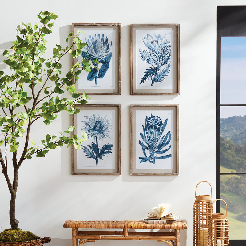 NAPA Home & Garden, INDIGO PROTEA PRINTS, SET OF 4,N3NH49