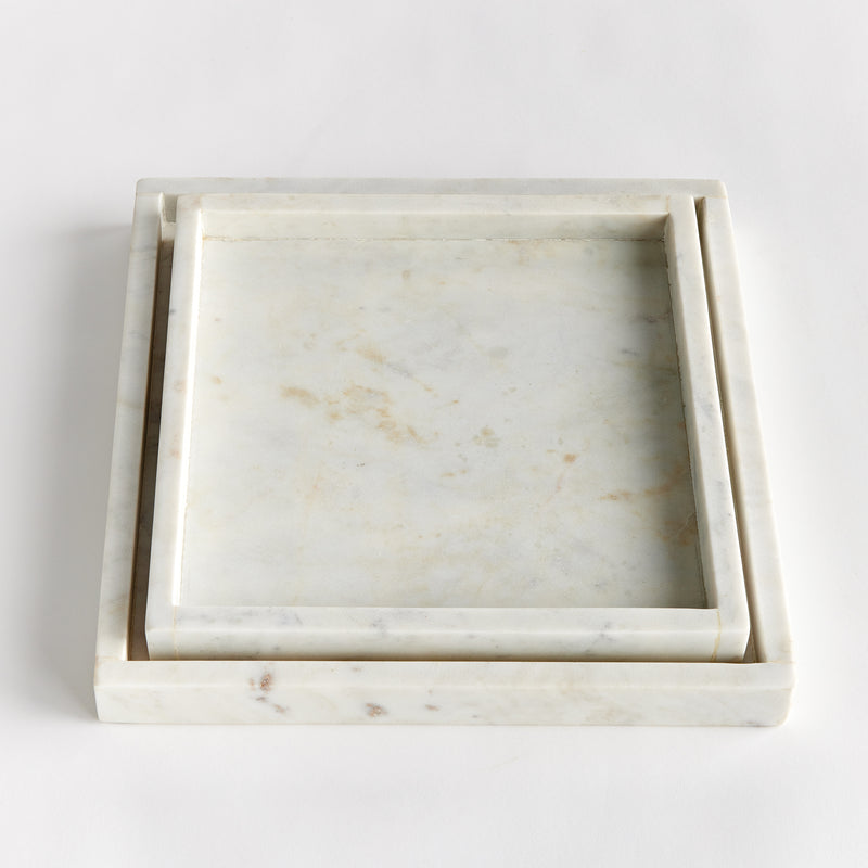 NAPA Home & Garden, AMANI SQUARE MARBLE TRAYS LARGE, SET OF 2,N4ES07