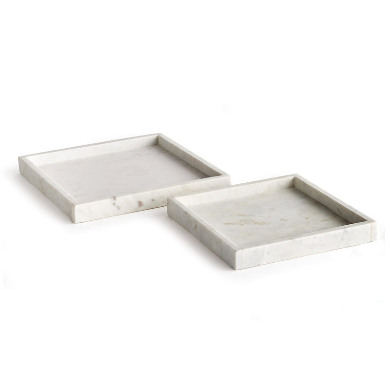 NAPA Home & Garden, AMANI SQUARE MARBLE TRAYS LARGE, SET OF 2,N4ES07