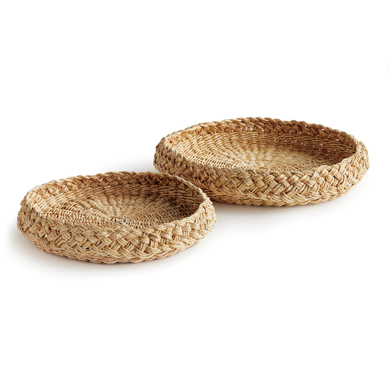 NAPA Home & Garden, ABACA FRENCH BRAIDED ROUND TRAYS, SET OF 2,N4TD05