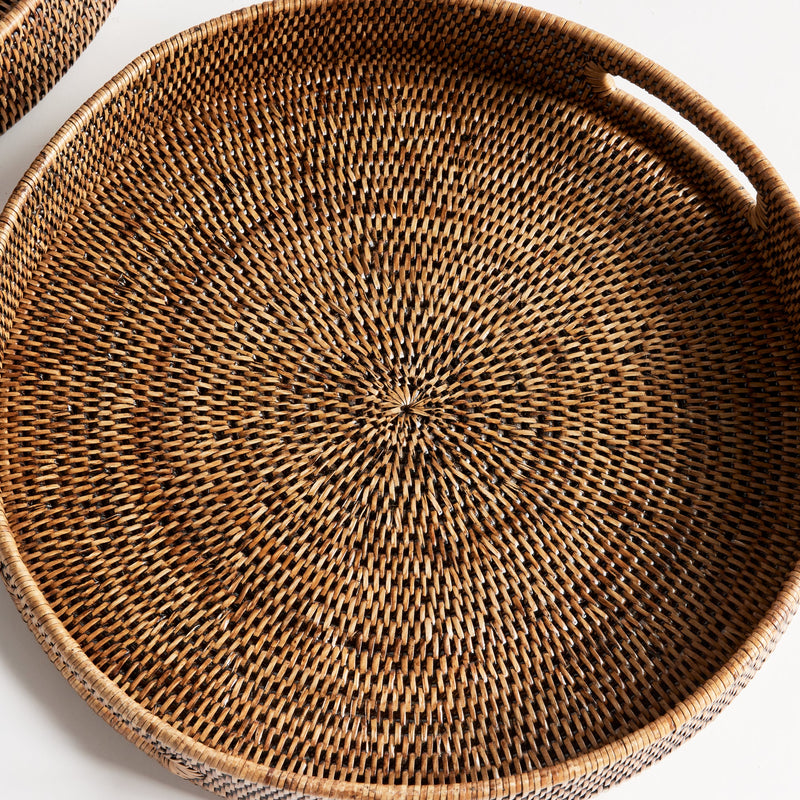 NAPA Home & Garden, BURMA RATTAN ROUND OTTOMAN TRAYS, SET OF 2
