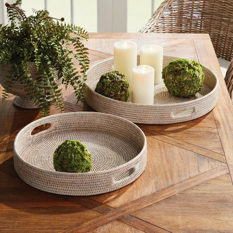NAPA Home & Garden, BURMA RATTAN ROUND OTTOMAN TRAYS, SET OF 2