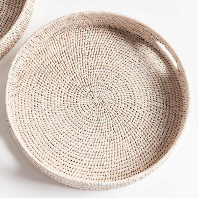 NAPA Home & Garden, BURMA RATTAN ROUND OTTOMAN TRAYS, SET OF 2