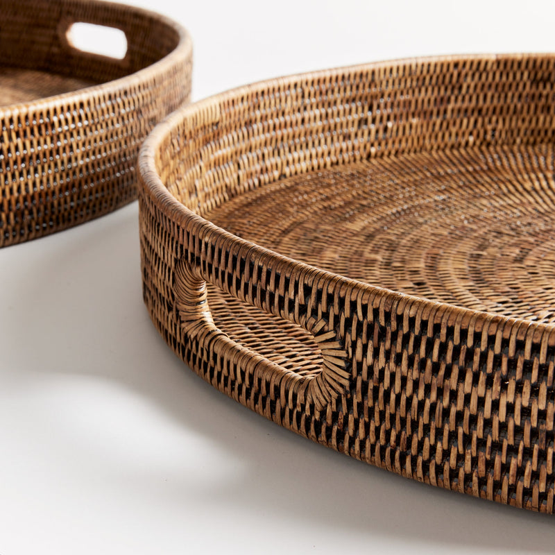 NAPA Home & Garden, BURMA RATTAN ROUND OTTOMAN TRAYS, SET OF 2