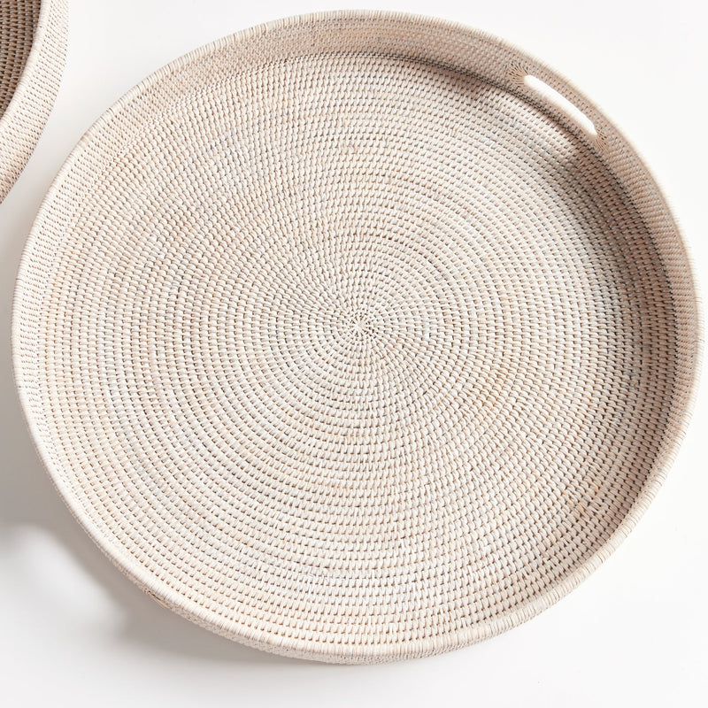NAPA Home & Garden, BURMA RATTAN ROUND OTTOMAN TRAYS, SET OF 2