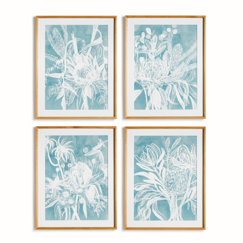 NAPA Home & Garden, PROTEA ABSTRACT PRINTS IN SOFT BLUE, SET OF 4,N5NH32