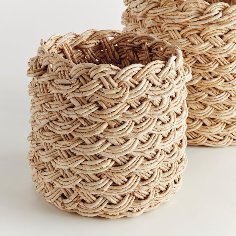 NAPA Home & Garden, ABACA FRENCH BRAID STORAGE BASKETS ROUND, SET OF 2,N5TD17