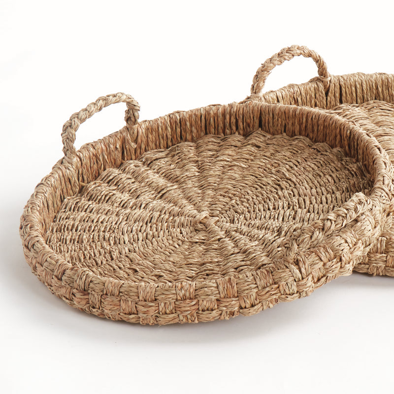 SAWYER ROUND TRAYS WITH HANDLES, SET OF 2