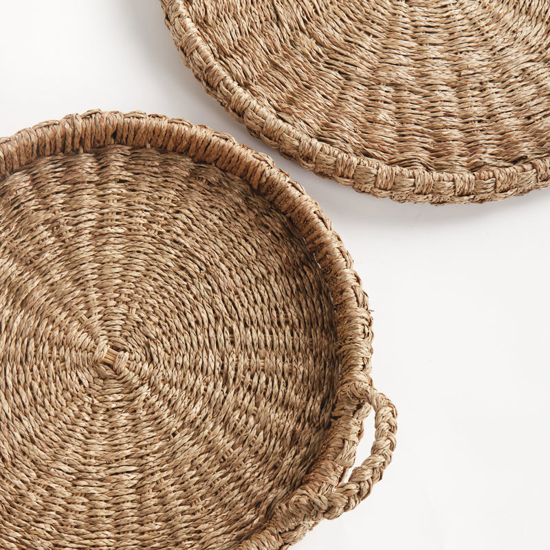SAWYER ROUND TRAYS WITH HANDLES, SET OF 2