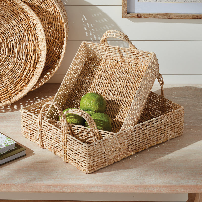 JULIET ABACA NESTING RECTANGULAR TRAYS, SET OF 2