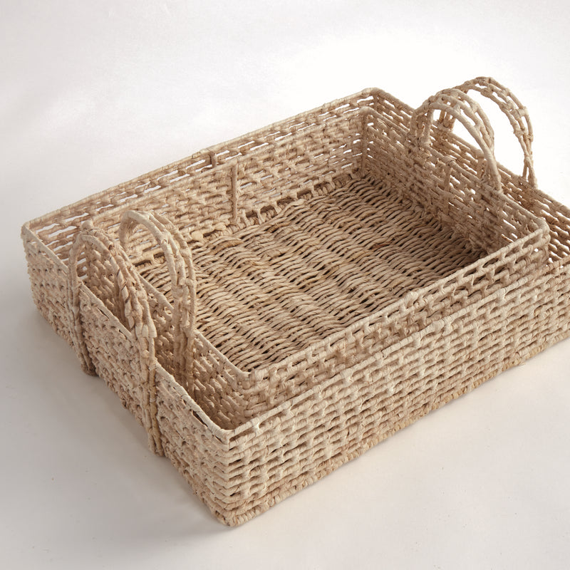 JULIET ABACA NESTING RECTANGULAR TRAYS, SET OF 2