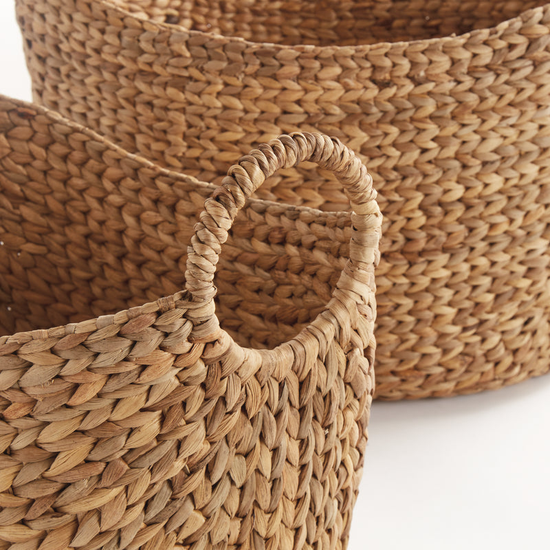 JOSETTE WATER HYACINTH BASKETS WITH HANDLES, SET OF 2