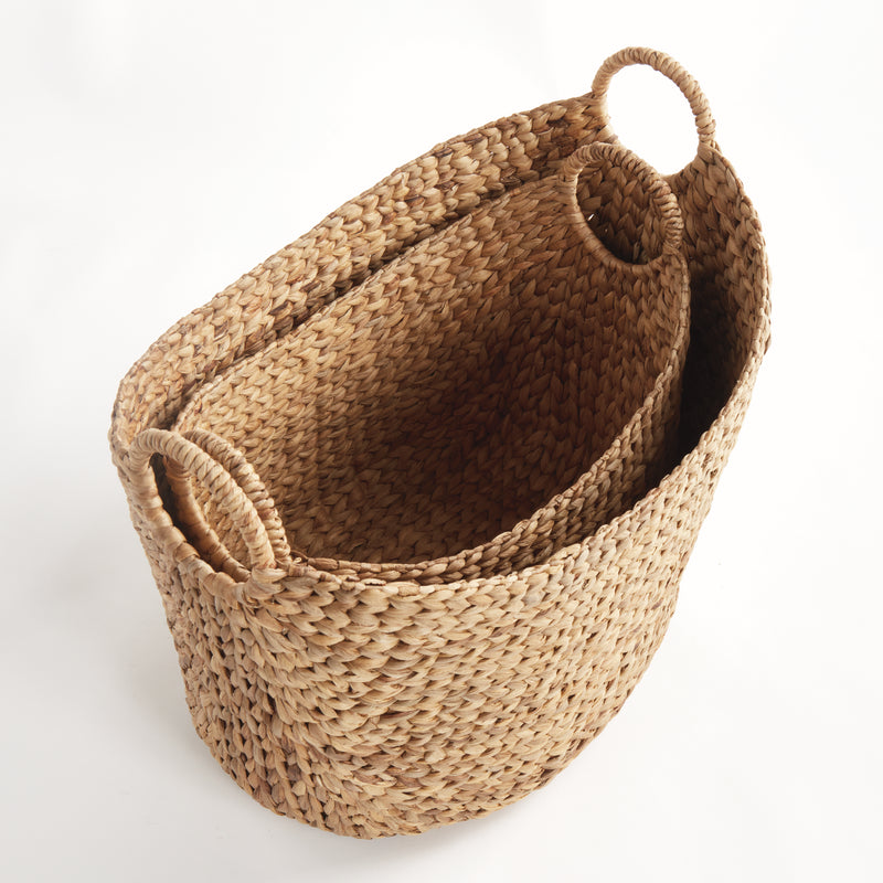 JOSETTE WATER HYACINTH BASKETS WITH HANDLES, SET OF 2