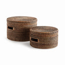 NAPA Home & Garden, BURMA RATTAN ROUND LIDDED BOXES, SET OF 2