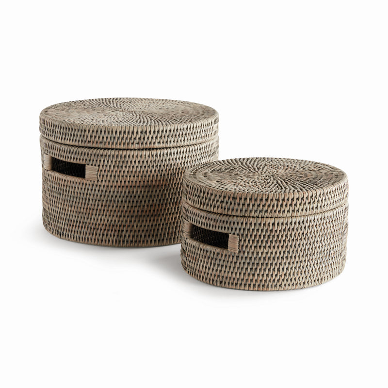 NAPA Home & Garden, BURMA RATTAN ROUND LIDDED BOXES, SET OF 2,N5TN10GY