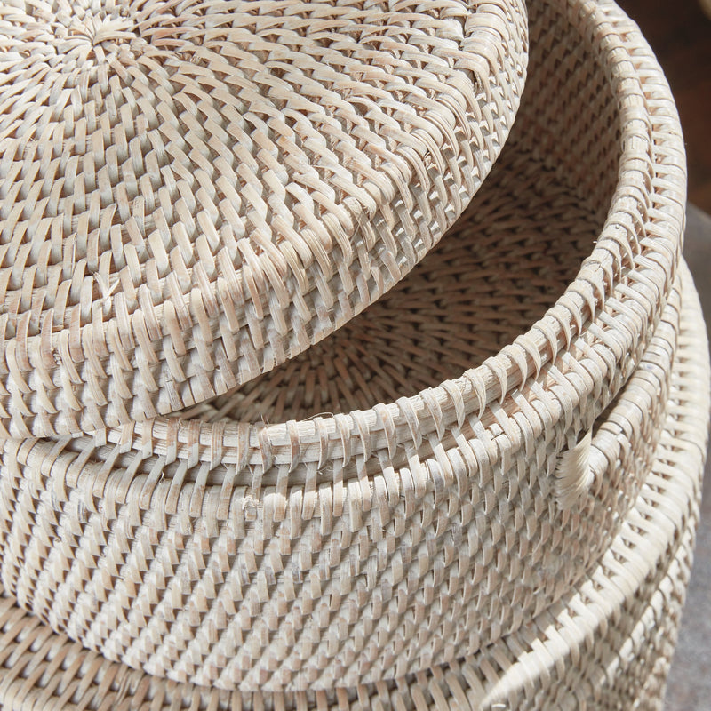 NAPA Home & Garden, BURMA RATTAN ROUND LIDDED BOXES, SET OF 2