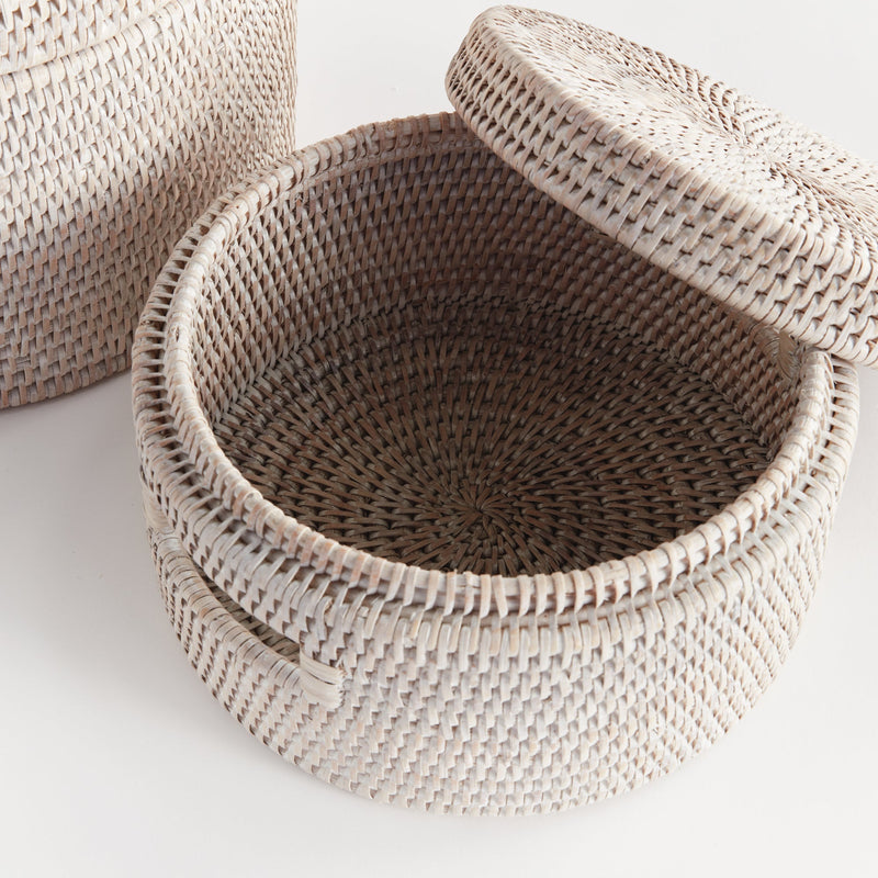 NAPA Home & Garden, BURMA RATTAN ROUND LIDDED BOXES, SET OF 2