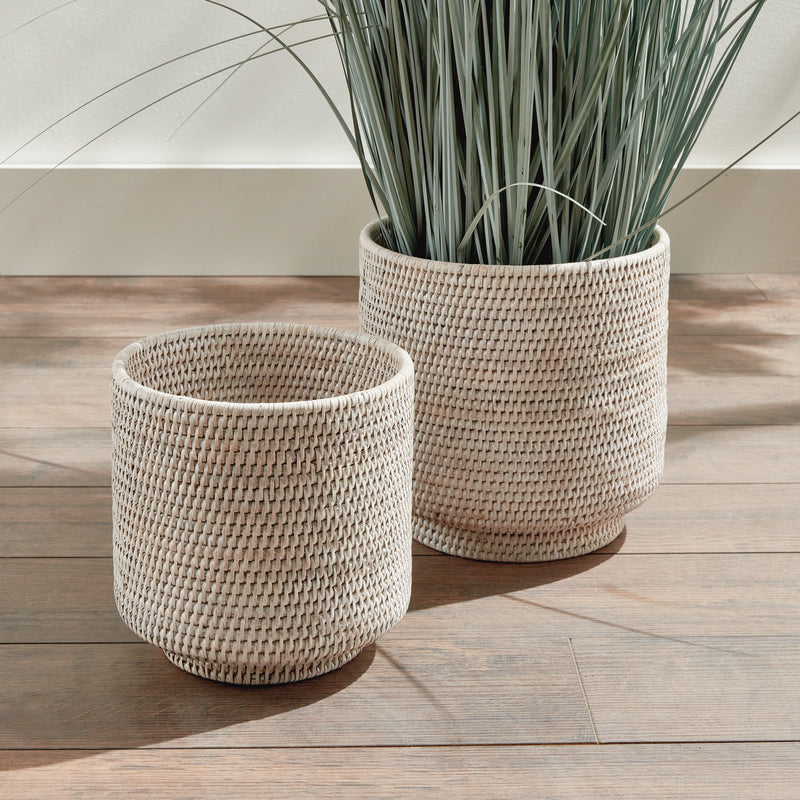 NAPA Home & Garden, BURMA RATTAN CACHEPOTS LARGE, SET OF 2,N5TN13WH