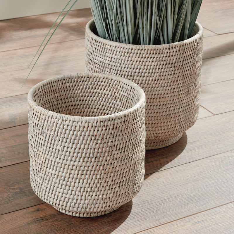 NAPA Home & Garden, BURMA RATTAN CACHEPOTS LARGE, SET OF 2,N5TN13WH