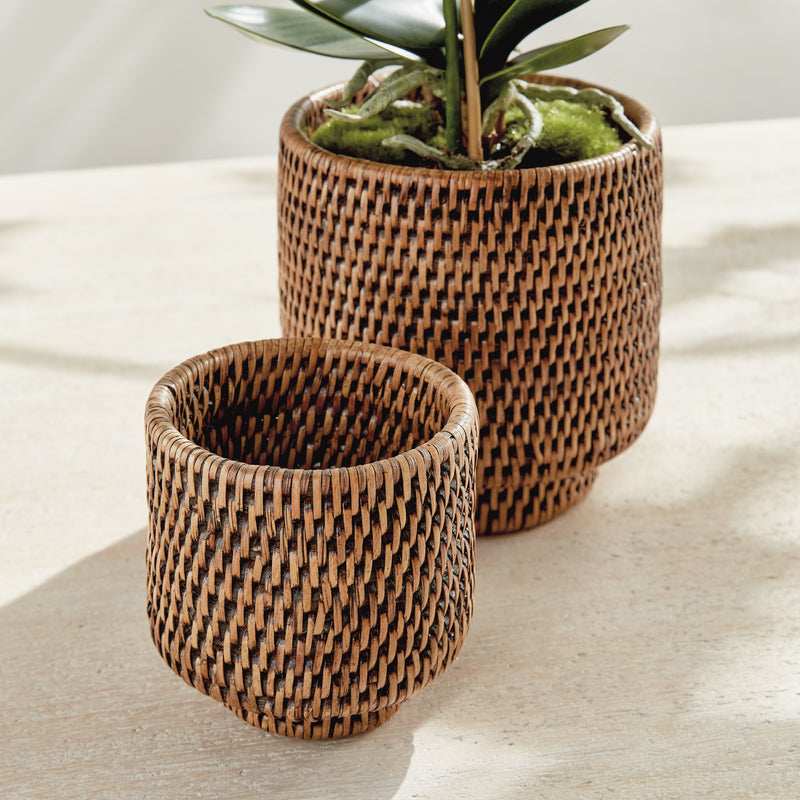 NAPA Home & Garden, BURMA RATTAN CACHEPOTS SMALL, SET OF 2,N5TN14BR