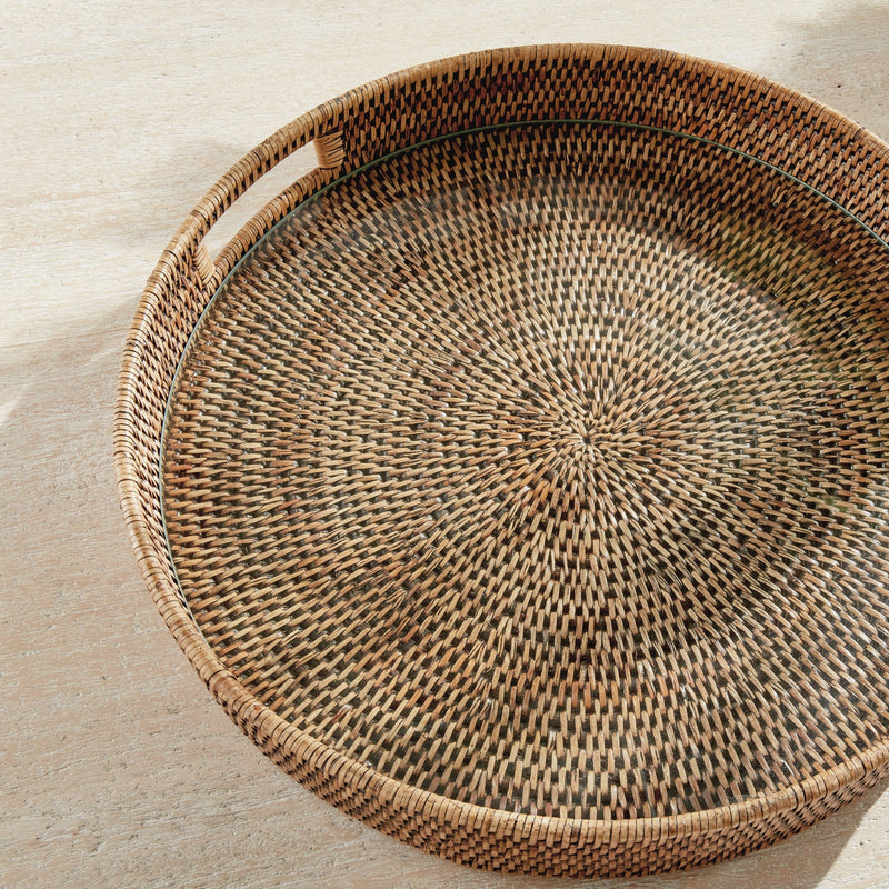 NAPA Home & Garden, BURMA RATTAN ROUND SERVING TRAY