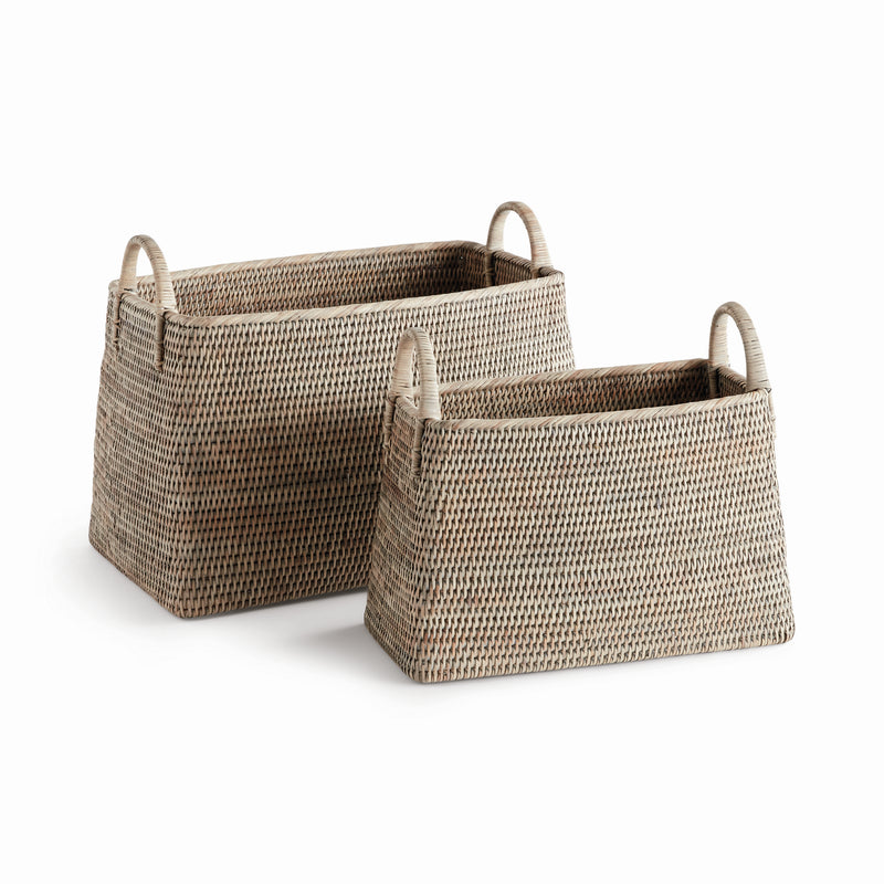 NAPA Home & Garden, BURMA RATTAN NARROW MAGAZINE BASKET, SET OF 2,N5TN233GY