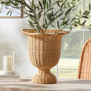 MYRA RATTAN SCALLOPED EDGE FOOTED URN