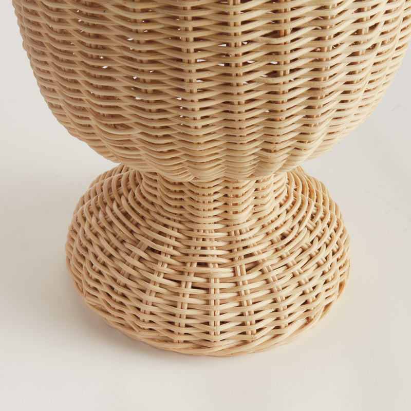 MYRA RATTAN SCALLOPED EDGE FOOTED URN