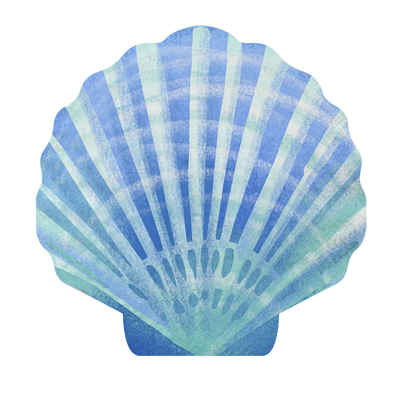 Blue Coastal Napkin Paper Shell Shaped Cocktail Napkin, 20 Count