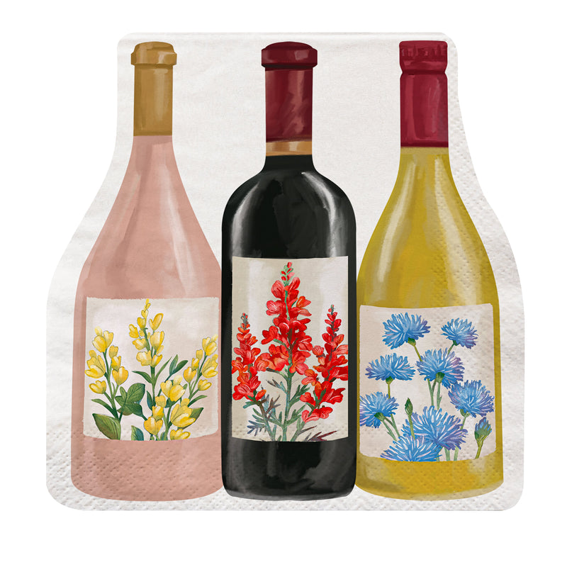 Petal & Plow Napkin Paper Wine Bottle Shaped Cocktail Napkin, 20 Count