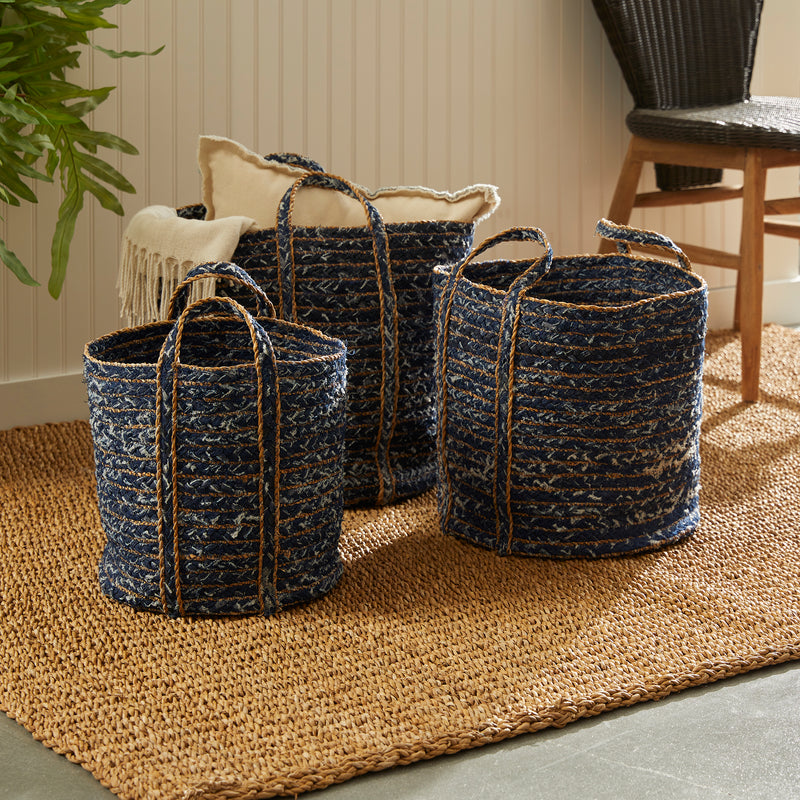 NAPA Home & Garden, DENIM ROUND BASKETS, SET OF 3,NDB413