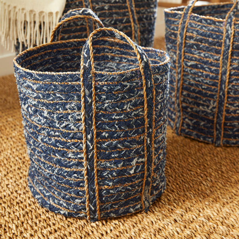 NAPA Home & Garden, DENIM ROUND BASKETS, SET OF 3,NDB413