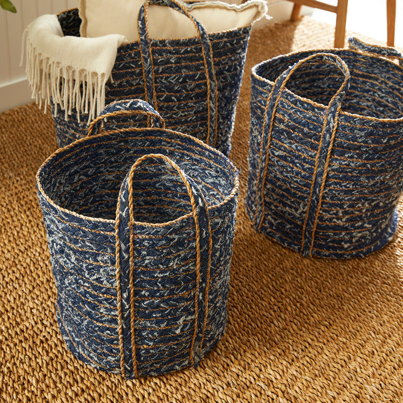 NAPA Home & Garden, DENIM ROUND BASKETS, SET OF 3,NDB413