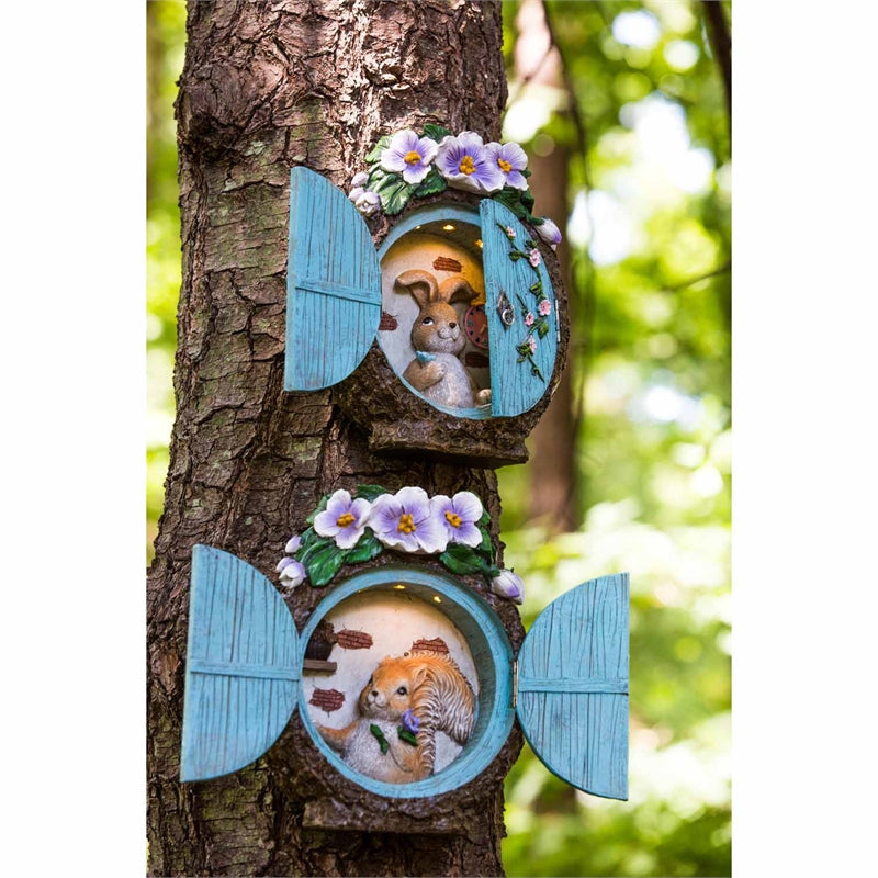 Evergreen Statuary,At the Window Squirrel, Lit Tree Decor,7.75x8.75x3.25 Inches